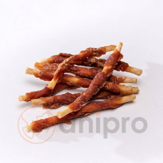 Anipro Real Meat - Лакомство за кучета, солети от телешка кожа обвити с пилешко месо 12 см - 1 кг